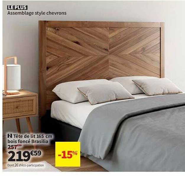 tête de lit 165 cm bois foncé brasilia