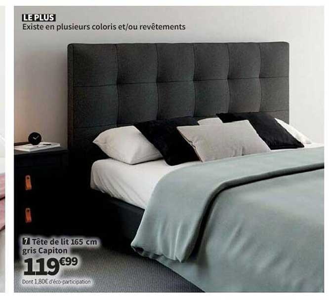 Tête De Lit 165 Cm Gris Capiton