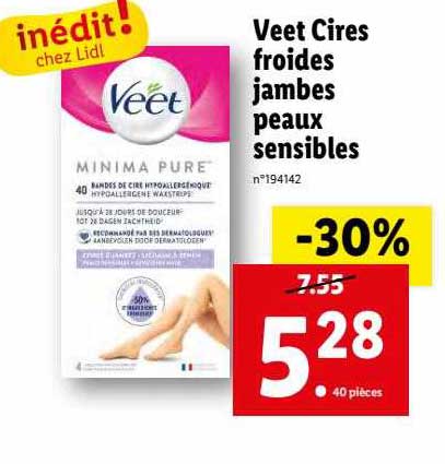 veet cires froides jambes peaux sensibles