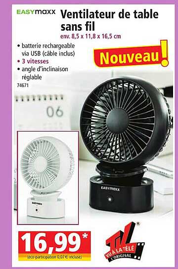 Ventilateur De Table Sans Fil Easymaxx