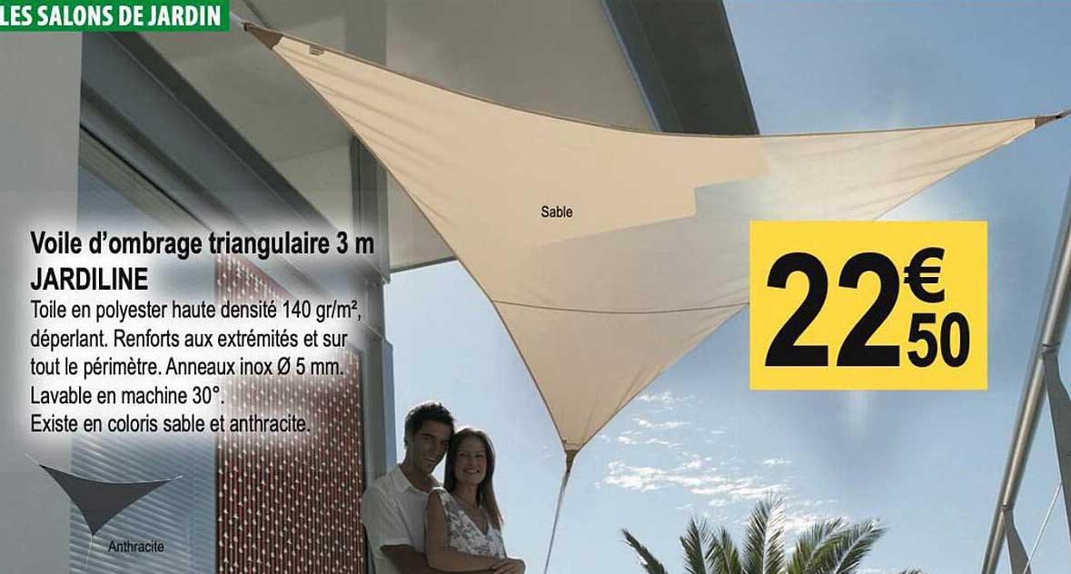 voile d'ombrage triangulaire 3m jardiline