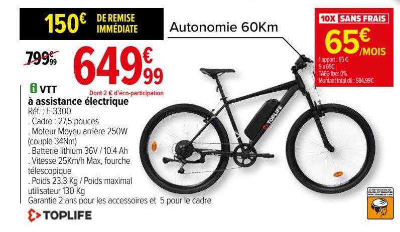 vtt à assistance électrique toplife