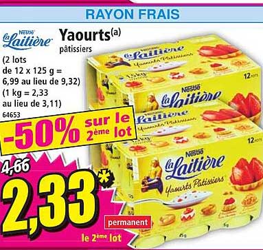 yaourts pâtissiers la laitière