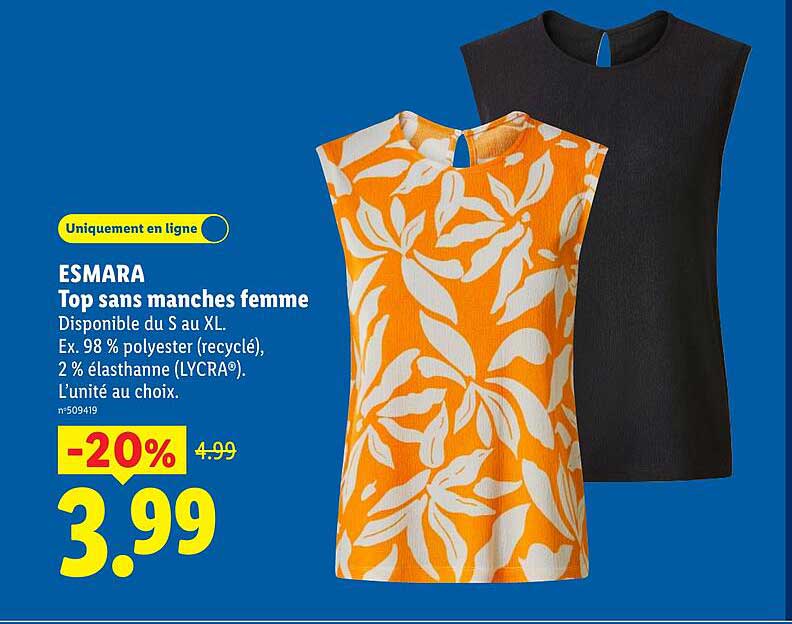 ESMARA Top sans manches femme