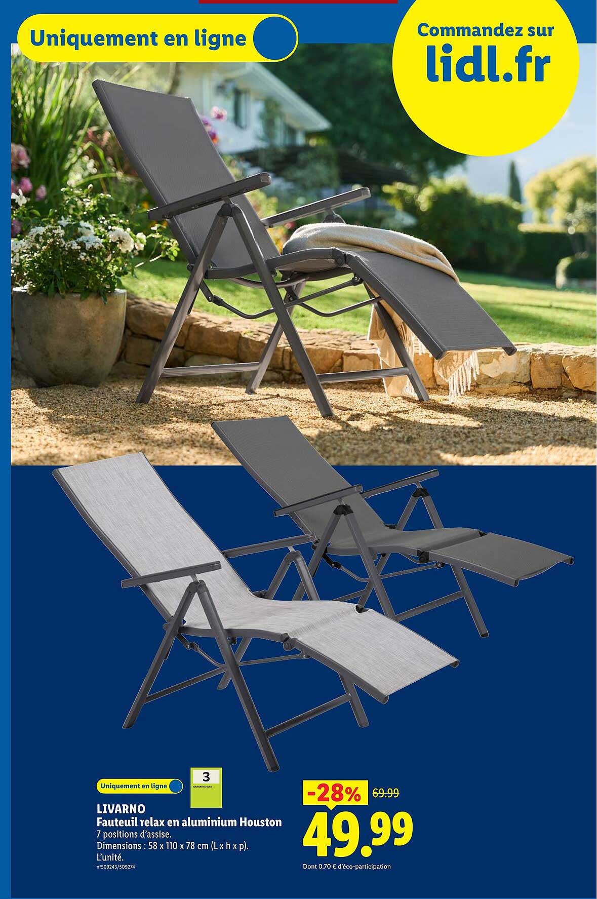 LIVARNO Fauteuil relax en aluminium Houston