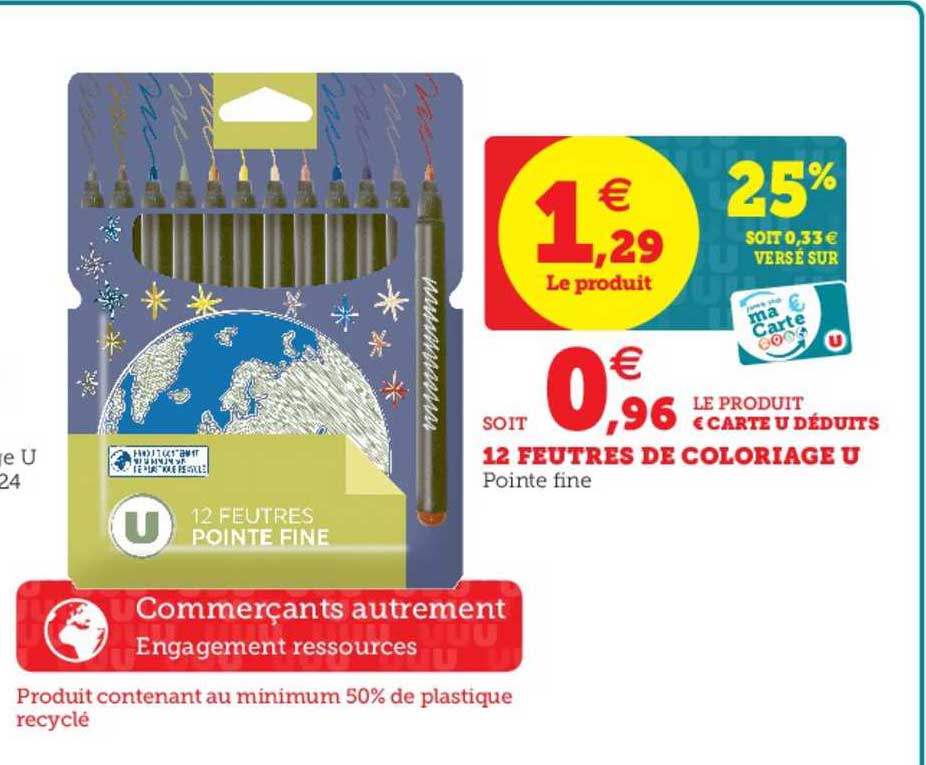 12 Feutres De Coloriage U Pointe Fine
