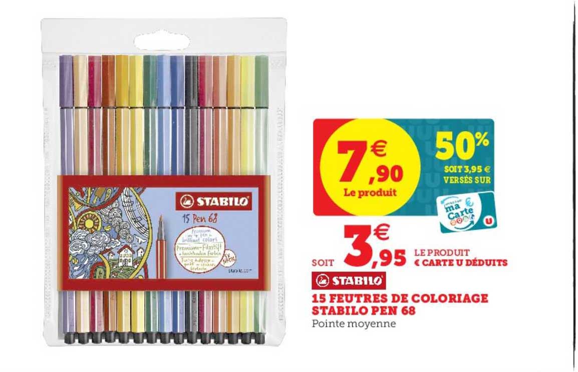 15 feutres de coloriage stabilo pen 68