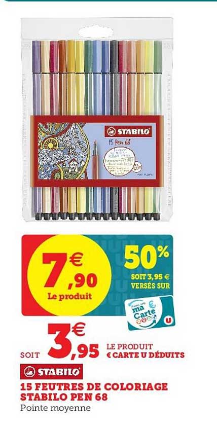 15 feutres de coloriage stabilo pen 68