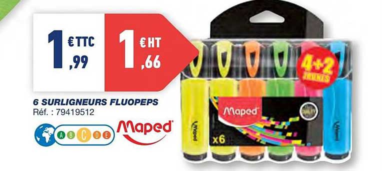 6 Surligneurs Fluopeps Maped