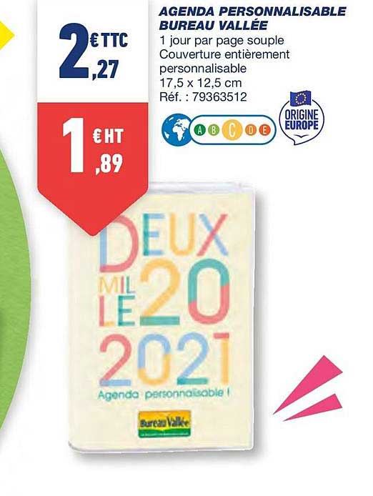 Agenda Personnalisable Bureau Vallée