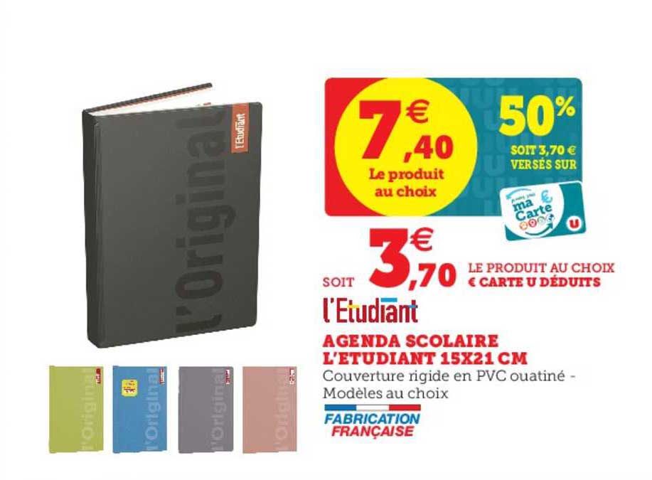 agenda scolaire l'étudiant 15x21 cm