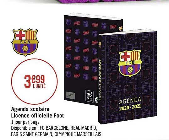 agenda scolaire licence officielle foot