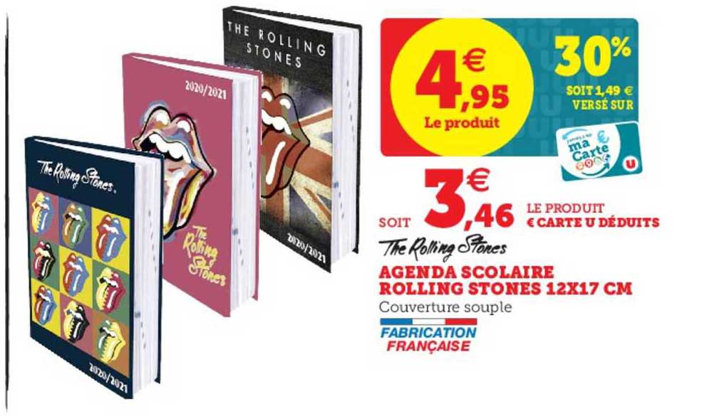 agenda scolaire rolling stones 12x17 cm