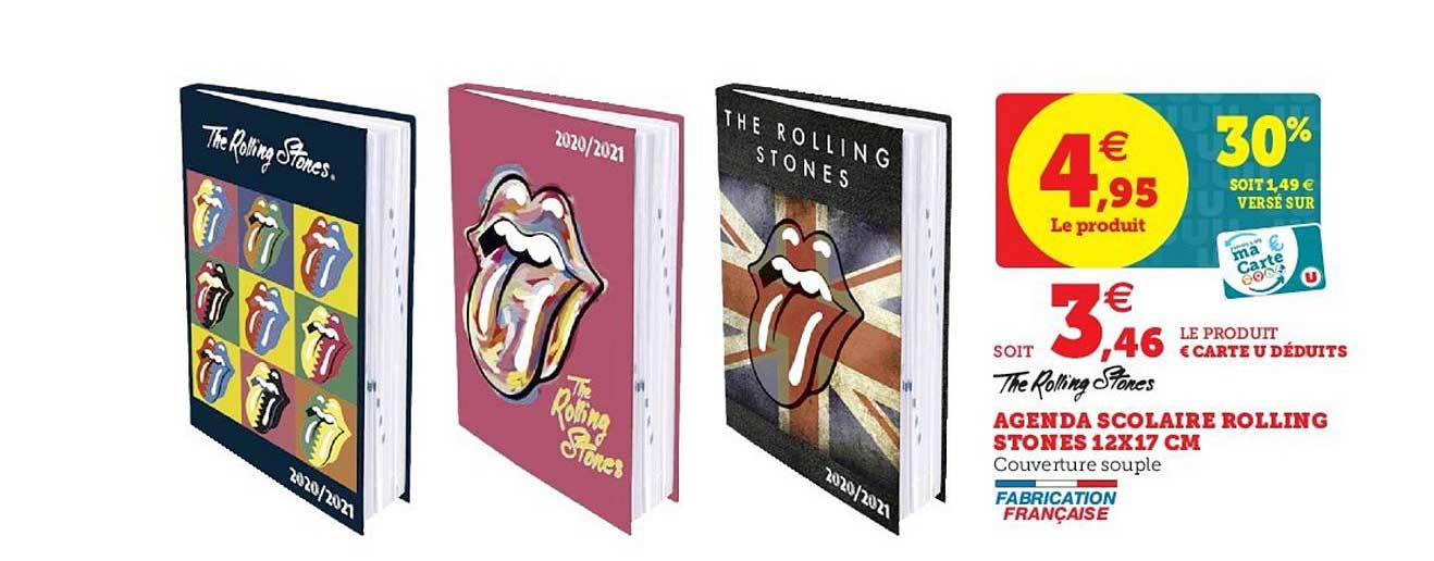 agenda scolaire rolling stones 12x17 cm