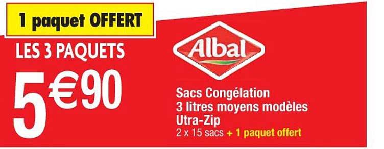 albal sacs congélation 3 litres moyens modèles utra zip