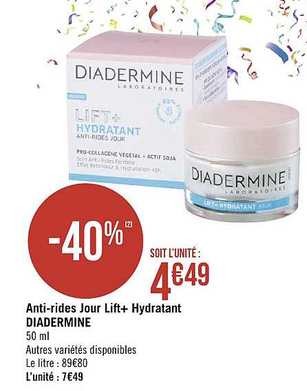 anti rides jour lift+ hydratant diadermine