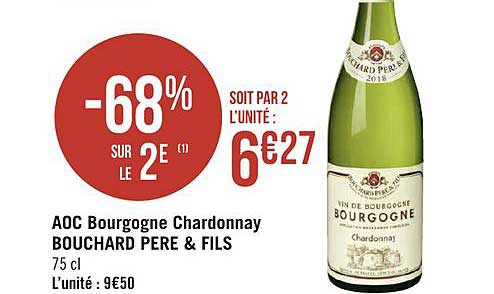 aoc bourgogne chardonnay bouchard pere & fils -68% sur le 2e