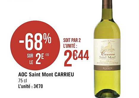aoc saint mont carrieu -68% sur le 2e