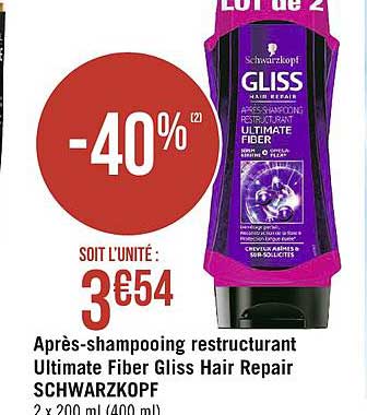 après shampooing restructurant ultimate fiber gliss hair repair schwarzkopf