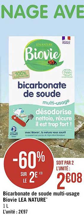 bicarbonate de soude multi usage biovie lea nature -60% sur le 2e