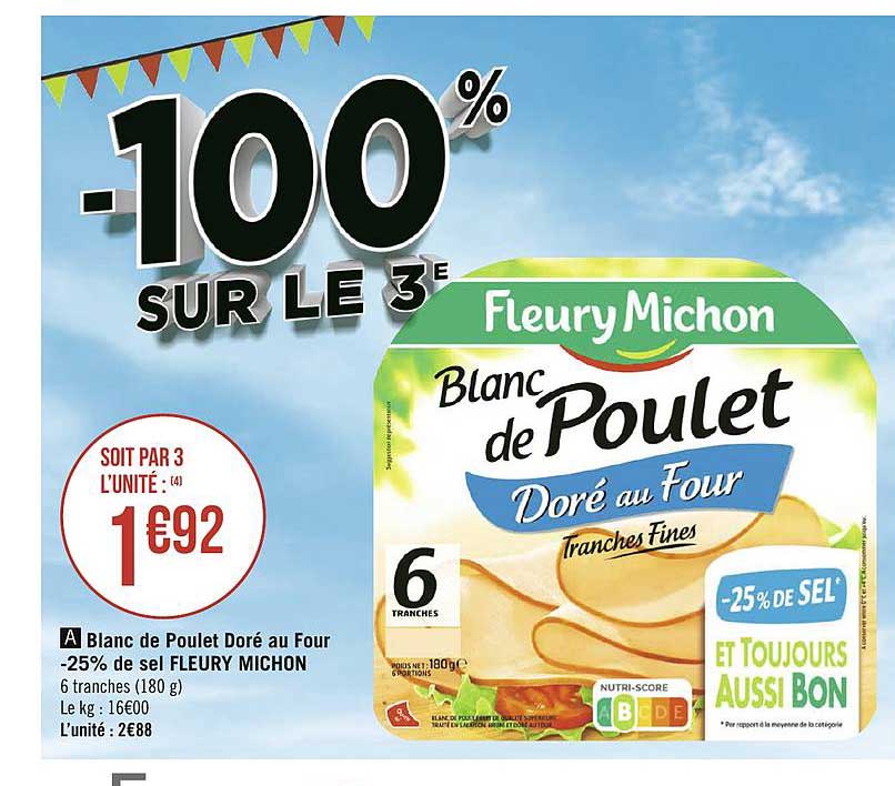 blanc de poulet doré au four moins 25% de sel fleury michon