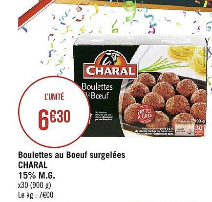 Boulettes Au Boeuf Surgelées Charal 15% M.g.