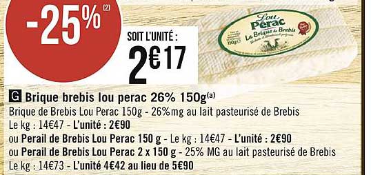 brique brebis lou perac 26% 150g