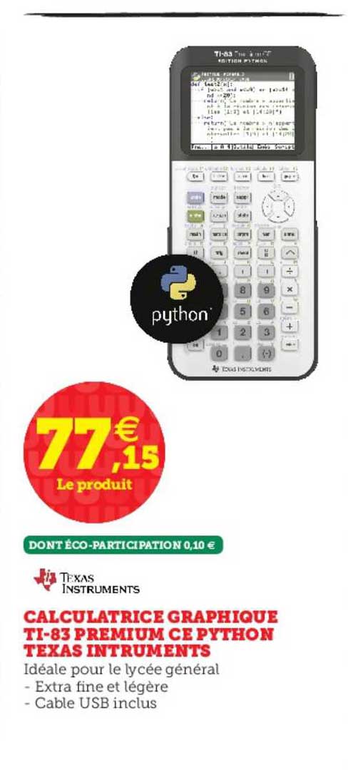 calculatrice graphique ti 83 premium ce python texas intruments