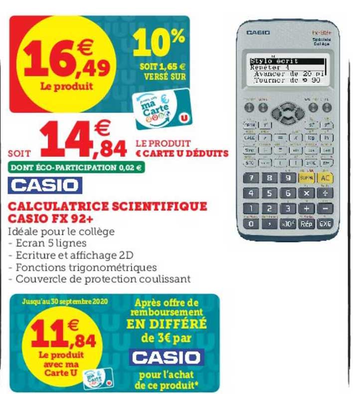 Calculatrice Scientifique Casio Fx 92+ Casio