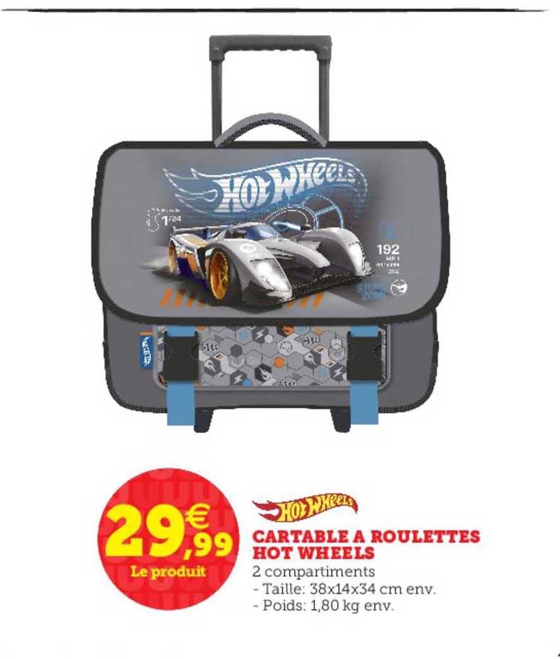 cartable à roulettes hot wheels