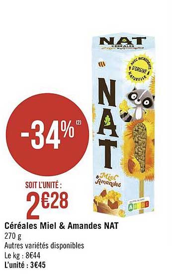 céréales miel & amandes nat