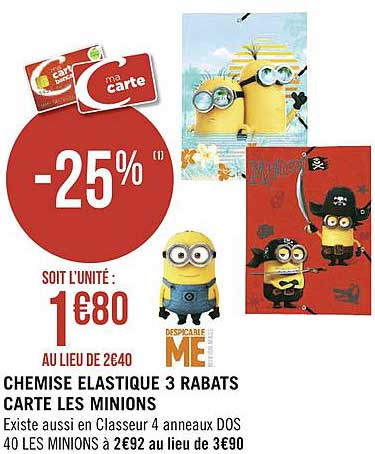 Chemise élastique 3 Rabats Carte Les Minions