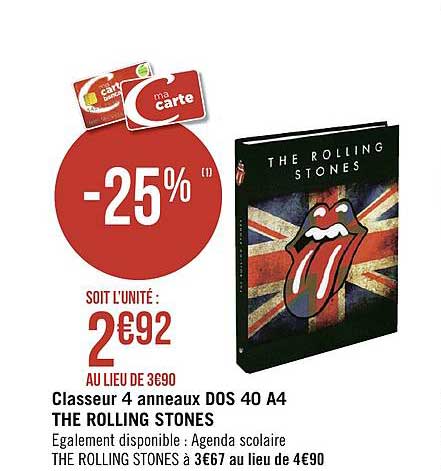 classeur 4 anneaux dos 40 a4 the rolling stones
