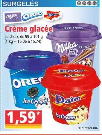 Crème Glacée Oreo Daim Milka