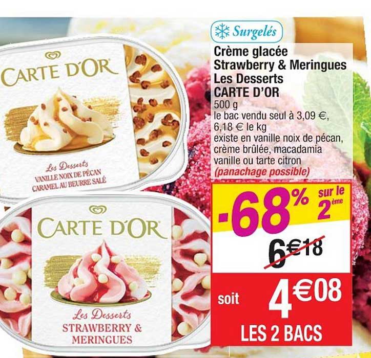 crème glacée strawberry & meringues les desserts carte d'or