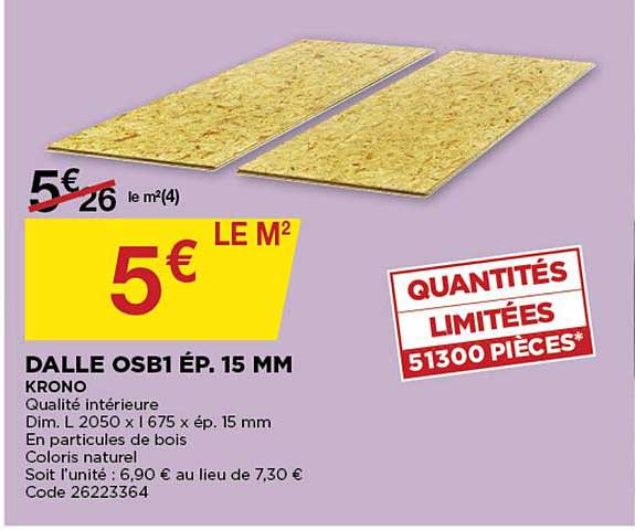 dalle osb1 ép. 15 mm krono