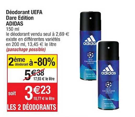 déodorant uefa dare editio adidas 2ème déodorant à -80%