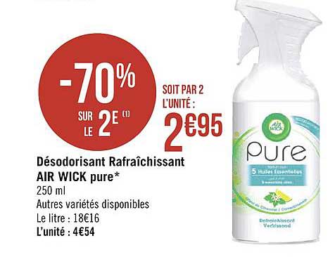 désodorisant rafraîchissant air wick pure -70% sur le 2e