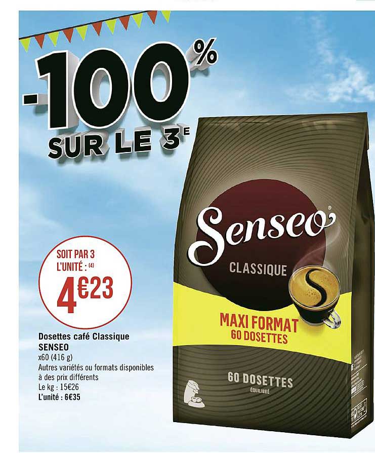 Dosettes Café Classique Senseo -100% Sur Le 3e