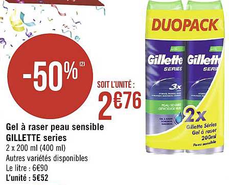 gel à raser peau sensible gillette series