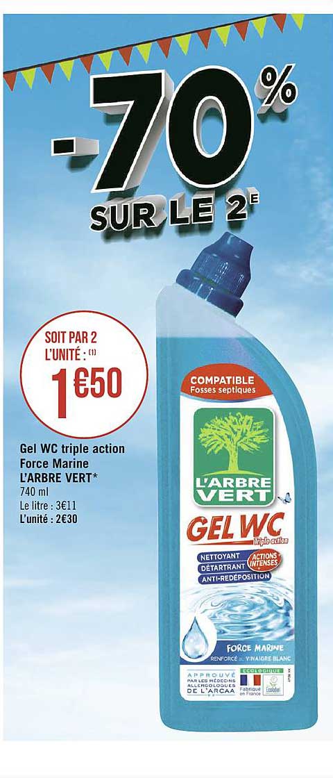 gel wc triple action force marine l'arbre vert -70% sur le 2e