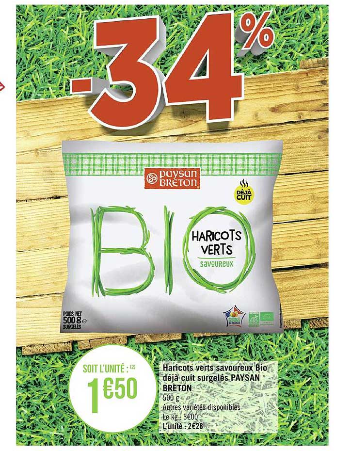 haricots verts savoureux bio déjà cuit surgelés paysan breton
