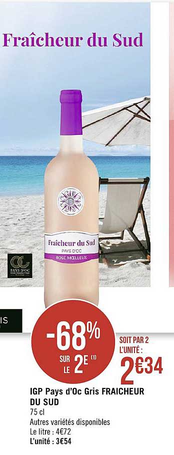 Igp Pays D'oc Gris Fraicheur Du Sud -68% Sur Le 2e