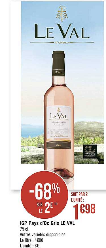 igp pays d'oc gris le val -68% sur le 2e