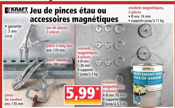 jeu de pinces étau ou accessoires magnétiques kraft werkzeuge
