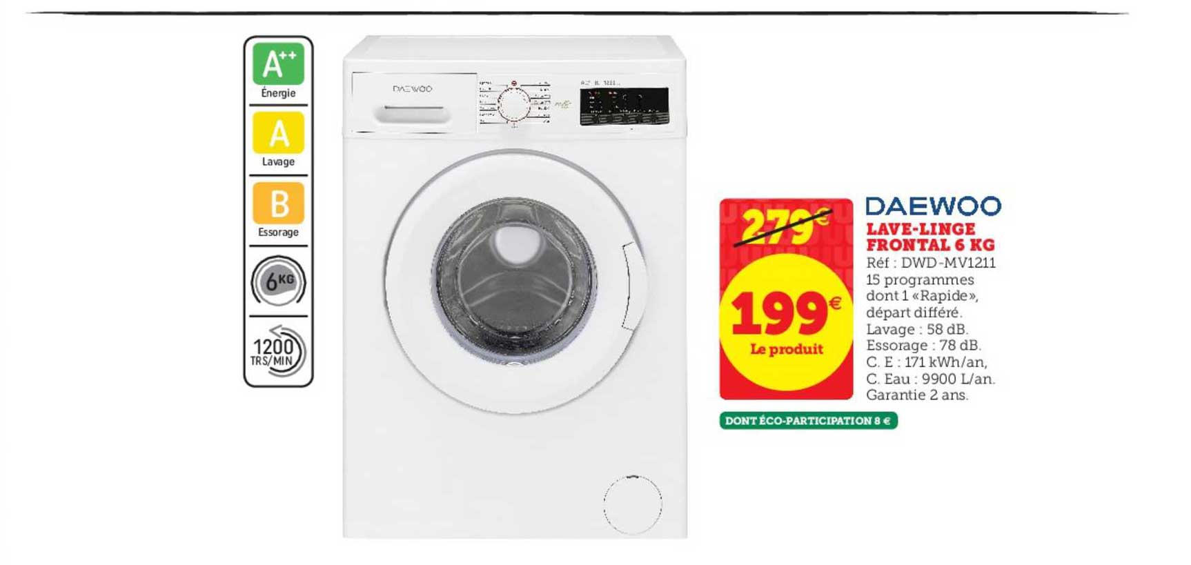 lave linge frontal 6 kg daewoo