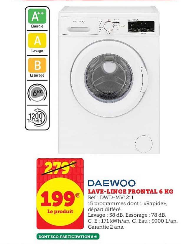 Lave Linge Frontal 6 Kg Daewoo