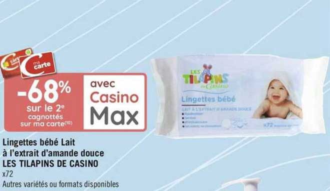 lingettes bébé lait à l'extrait d'amande douce les tilapins de casino