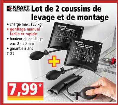 lot de 2 coussins de levage et de montage kraft werkzeuge