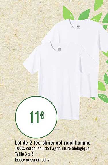 lot de 2 tee shirts col rond homme